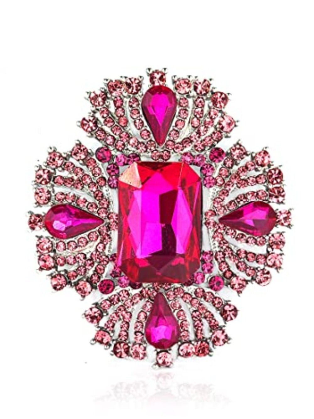 Vintage‎ Austrian Crystal Rhinestone Flowers Shaped Brooch Pin for Women
